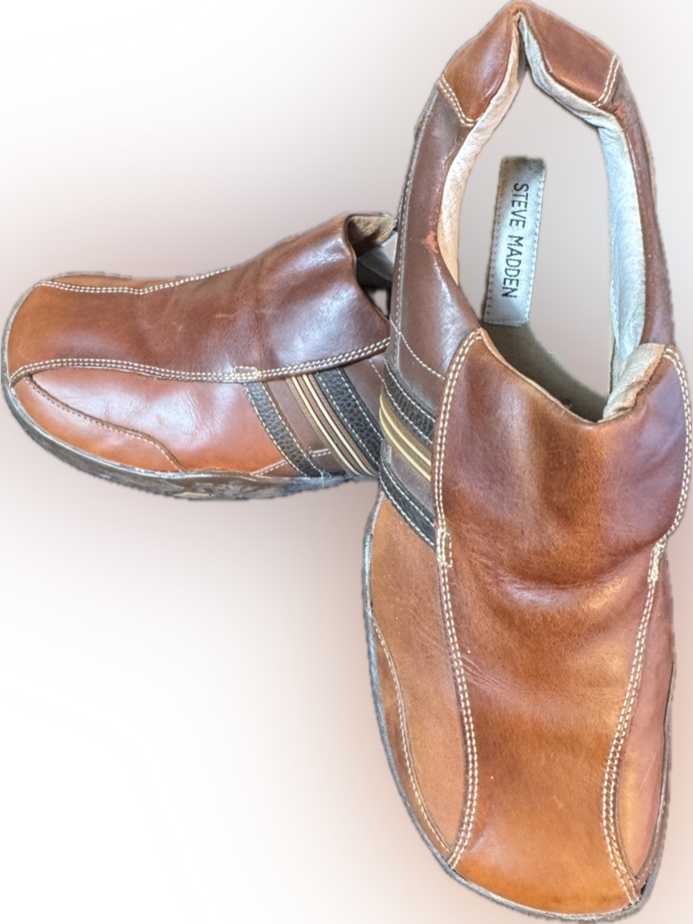 Steve Madden Brown Leather Slip-On Casual Shoes Men’s